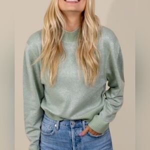 NWOT Free People Starry Night Metallic Silver Sparkle Knit Sweater Sz. Small